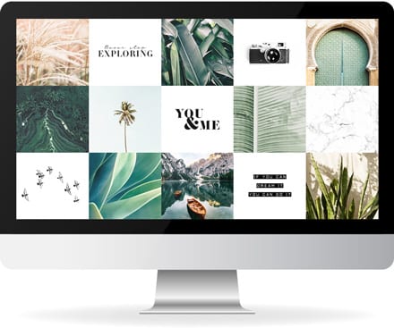 Screen with stockphotos