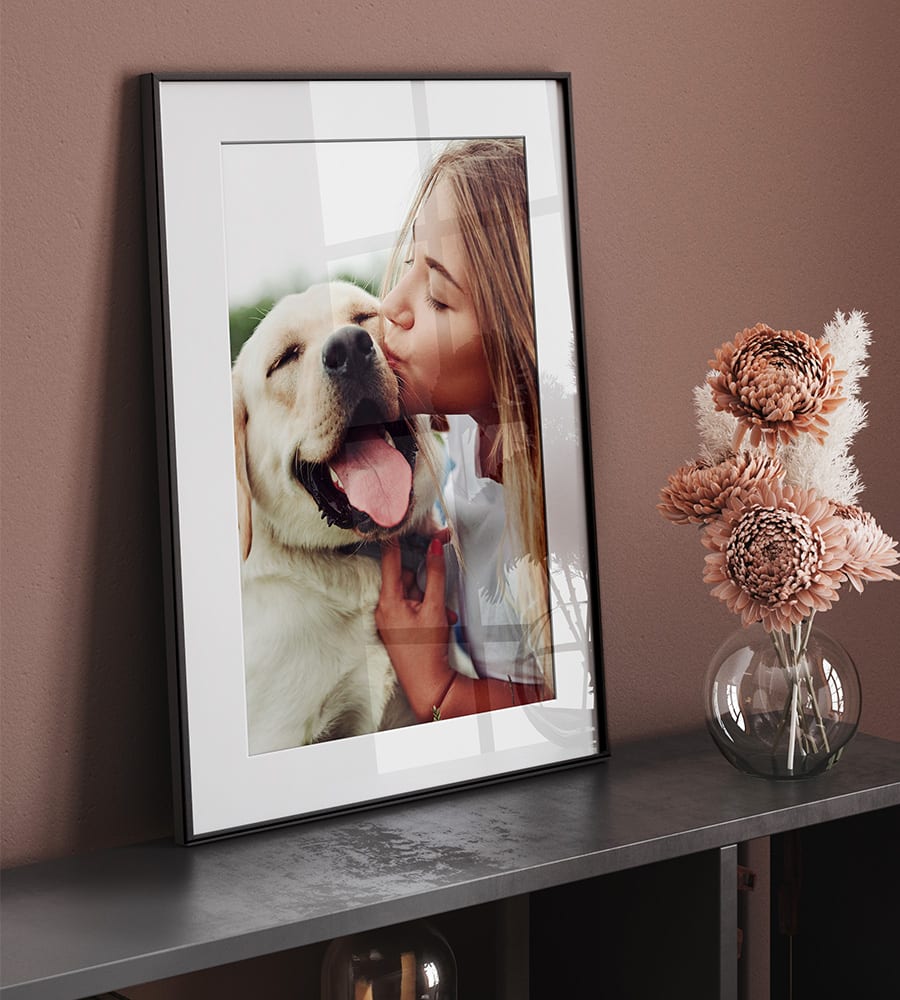 Image of a dog as a framed print
