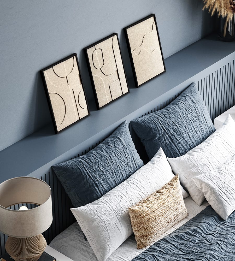 Decoración de dormitorio con diseño de Fieltro artístico