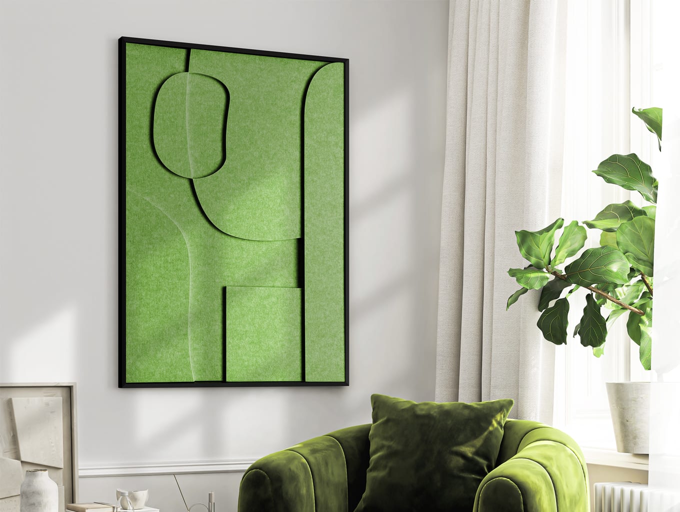 Estilo escandinavo y minimalista con absorción acústica