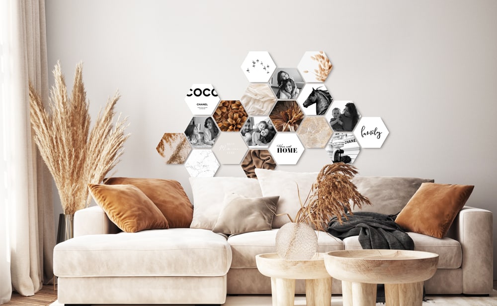 Collage modulare Shapes® con tessere esagonali — creativo, flessibile e facile da ampliare per un design personale.