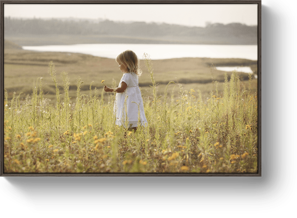 Canvas print wooden Chocolate oak floating frame