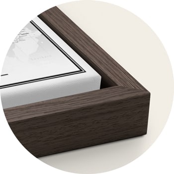 Detalle de marco flotante de madera Chocolate oak