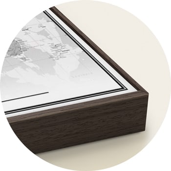 Detalle de marco flotante de madera Chocolate oak