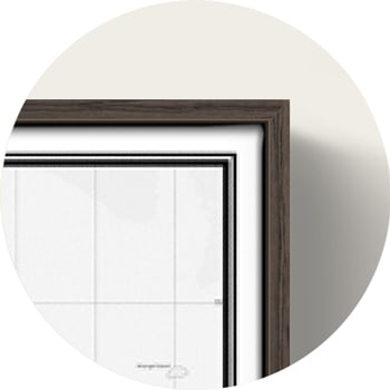 Detalle de marco flotante de madera Chocolate oak