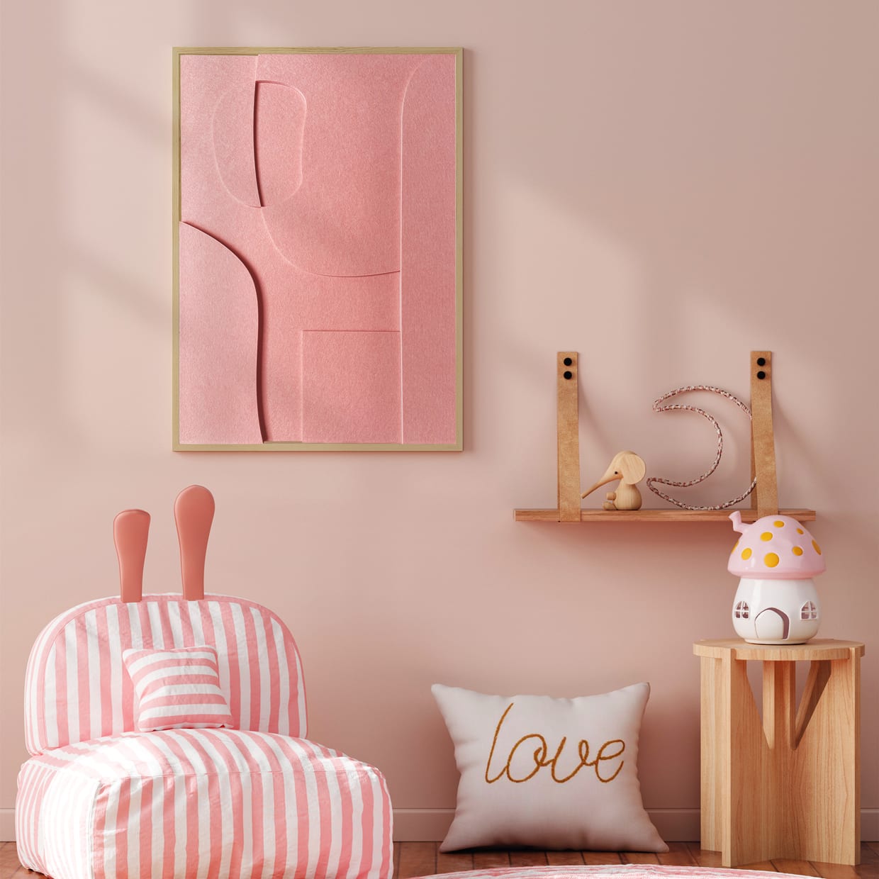 Fieltro rosa como decoración creativa para niñas
