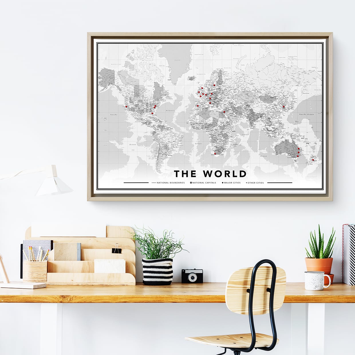 Mapa del mundo en lienzo decorativo